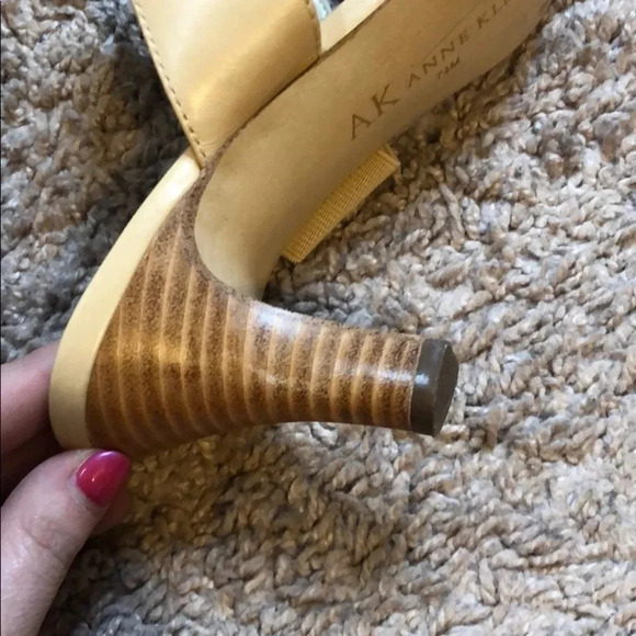 Anne Klein Nude Leather Big Buckle Mule Sandal - Picture 5 of 6